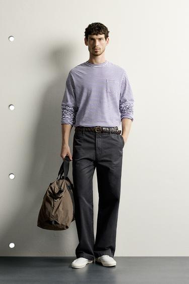 STRAIGHT-LEG CHINO TROUSERS - Anthracite grey by Zara