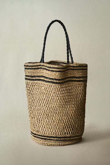 GRAND SAC CABAS EN PAPIER - Bicolore de Zara