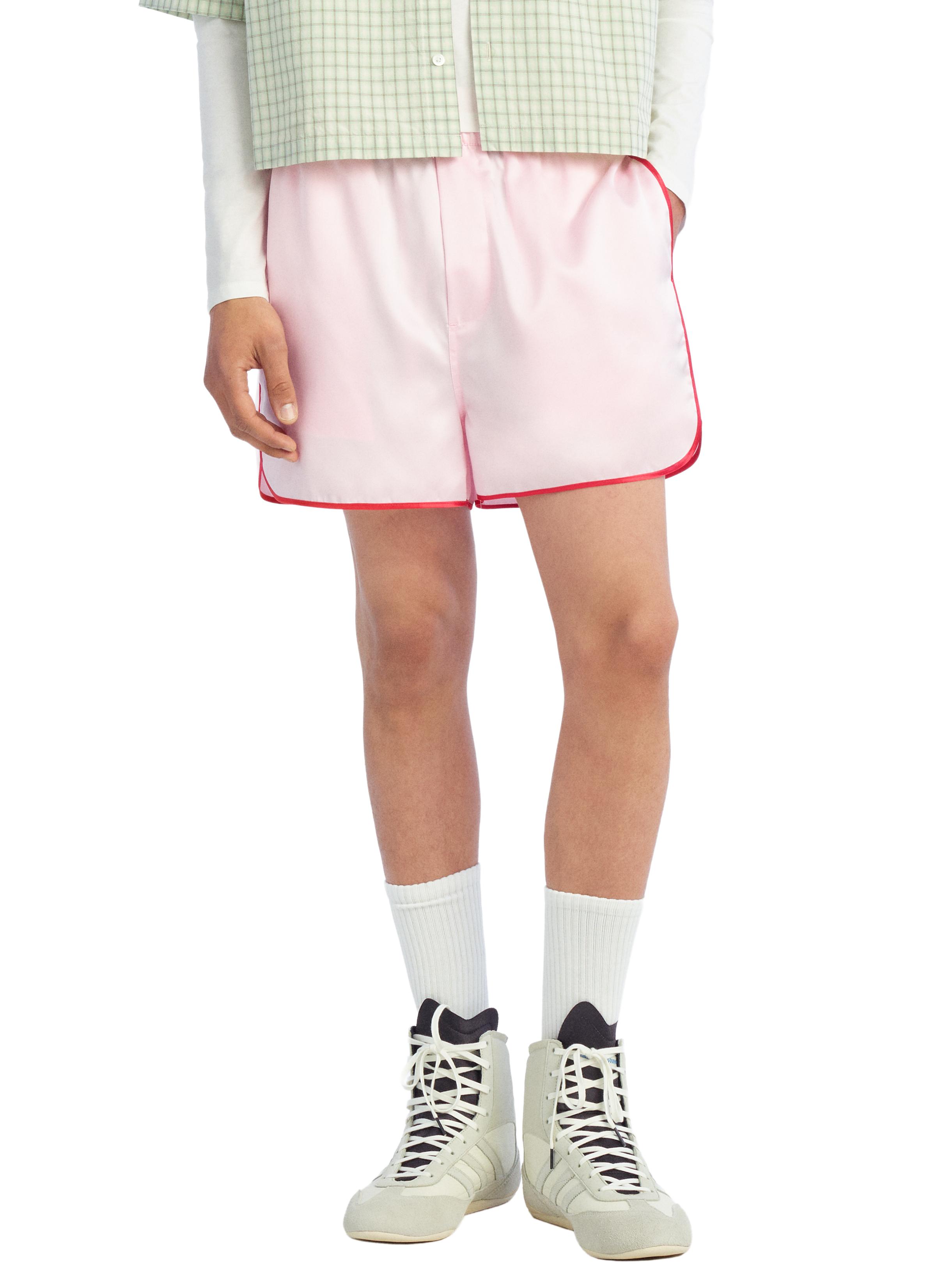 SATIN SHORTS WITH CONTRAST TRIM — Pink