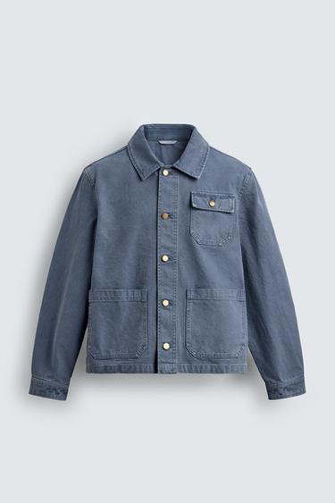 WASHED CANVAS OVERSHIRT - Mid-blue by Zara