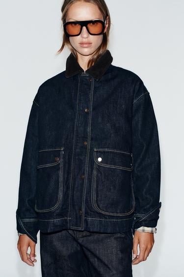 Z1975 DENIM JACKET WITH CORDUROY COLLAR — Blue 1