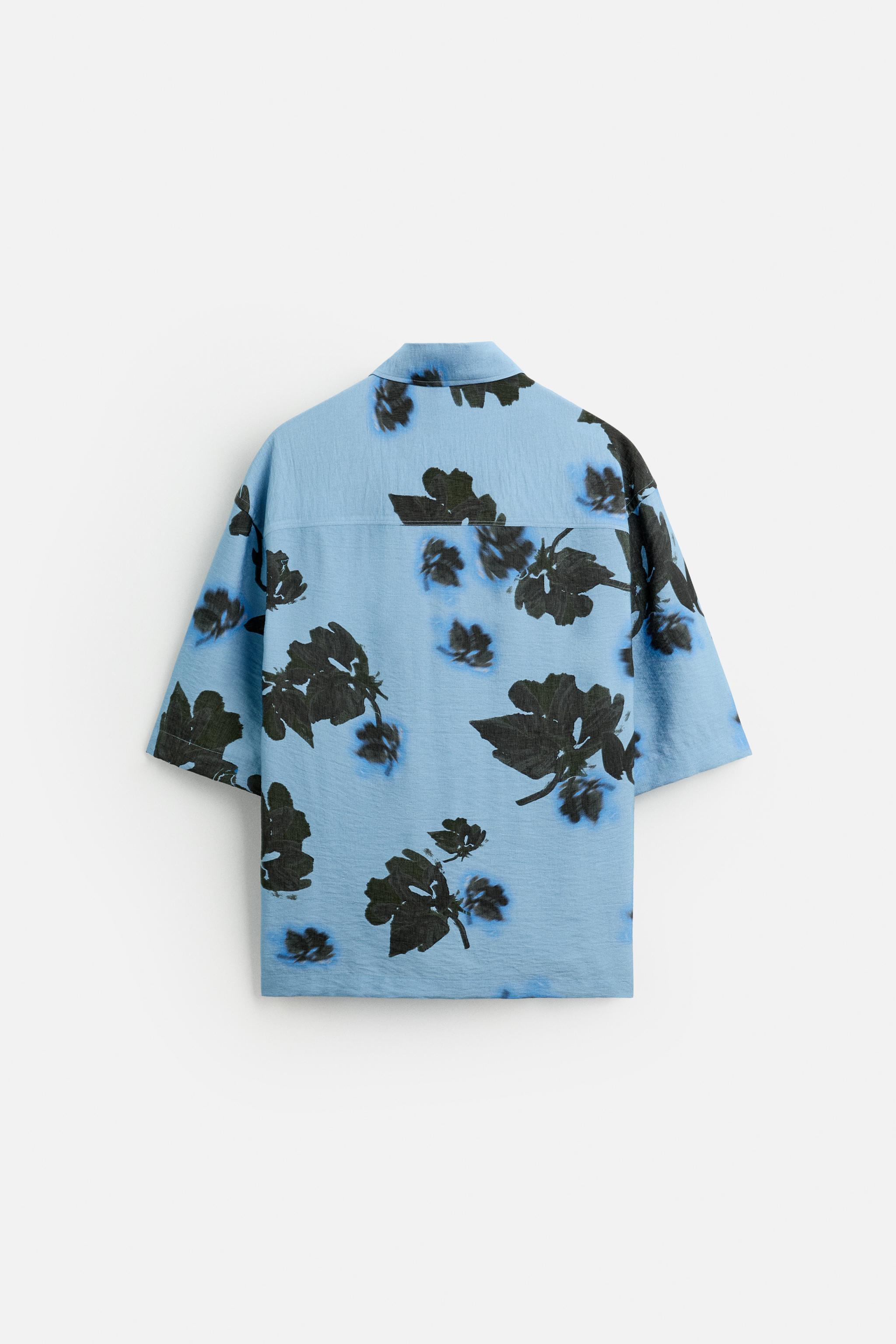 ★ドイツ発*ZARA*新作*FLORALプリント半袖シャツ/SKY BLUE★ FLORAL PRINT SHIRT - Sky blue | ZARA Australia