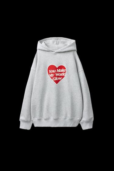 HEART PRINT SWEATSHIRT - Grey marl by Zara - Image 0