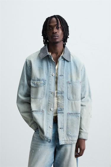 SOBRECAMISA DENIM LAVADO EFECTO VINTAGE - Azul claro de Zara