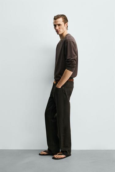 MERCERISED LONG SLEEVE T-SHIRT - Brown by Zara - Image 3