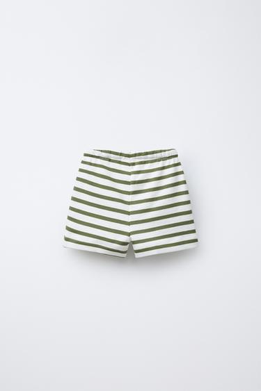 TWO-PACK OF STRAIGHT STRIPED AND PLAIN BERMUDA SHORTS - Green by Zara - Image 2
