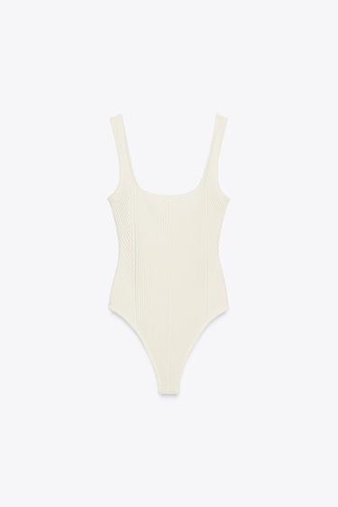 BODY À BRETELLES STRUCTURÉ - Écru de Zara - Image 3