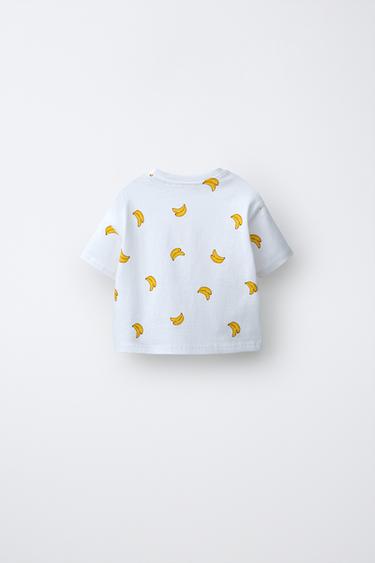 LOT DE DEUX T-SHIRTS UNIS ET IMPRIMÉS - Vert / Écru de Zara - Image 2