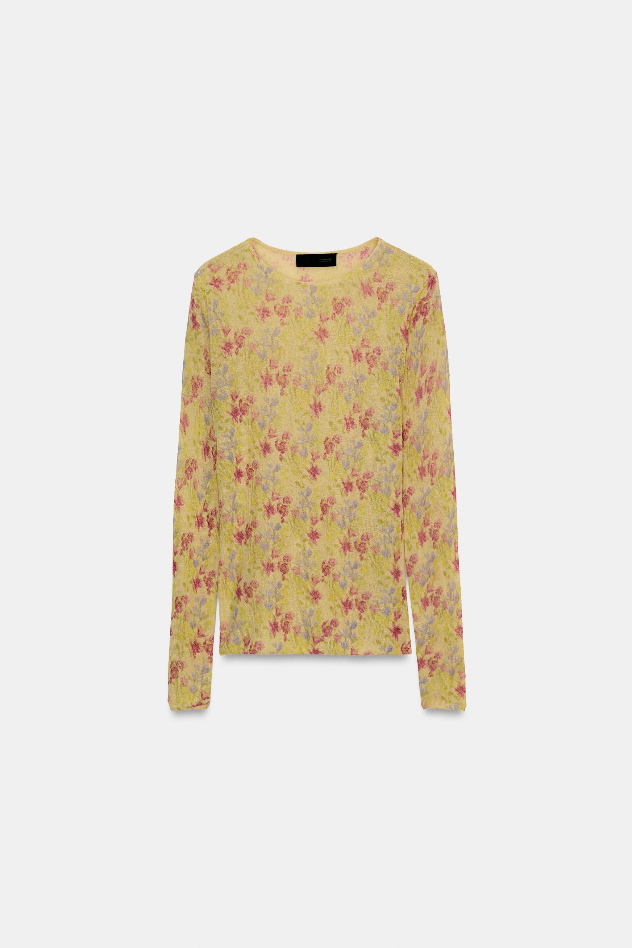 FLORAL PRINT KNIT TOP