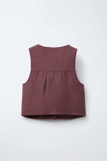 CANVAS WAISTCOAT WITH BOWS - Aubergine by Zara - Image 2