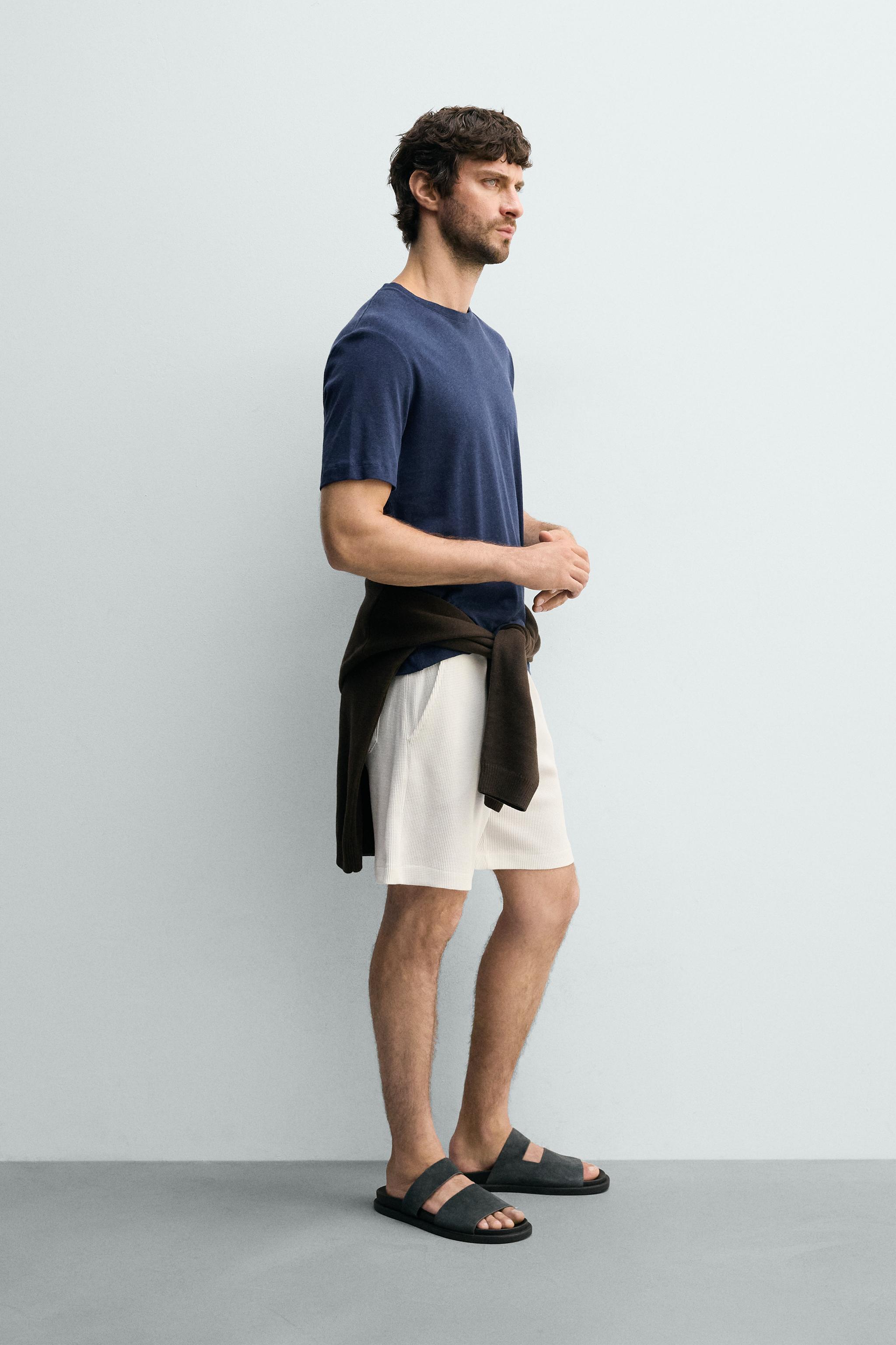 WAFFLE-KNIT JOGGER BERMUDA SHORTS