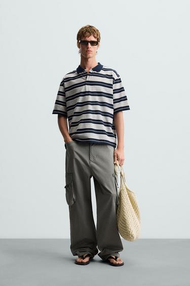 POLO RELAXED FIT LISTRADO - Cinza-vigoré da Zara - Imagem 0