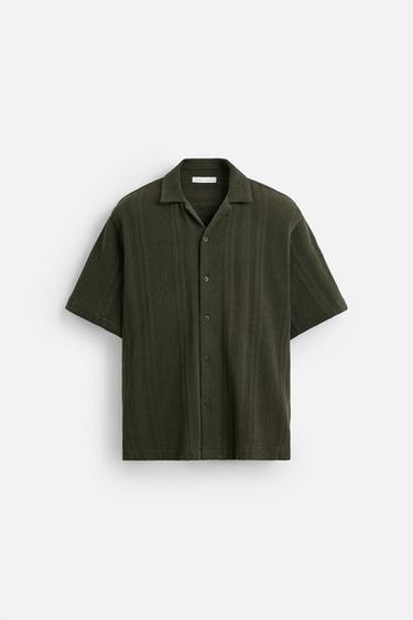 STRIPED TEXTURED SHIRT - Green by Zara