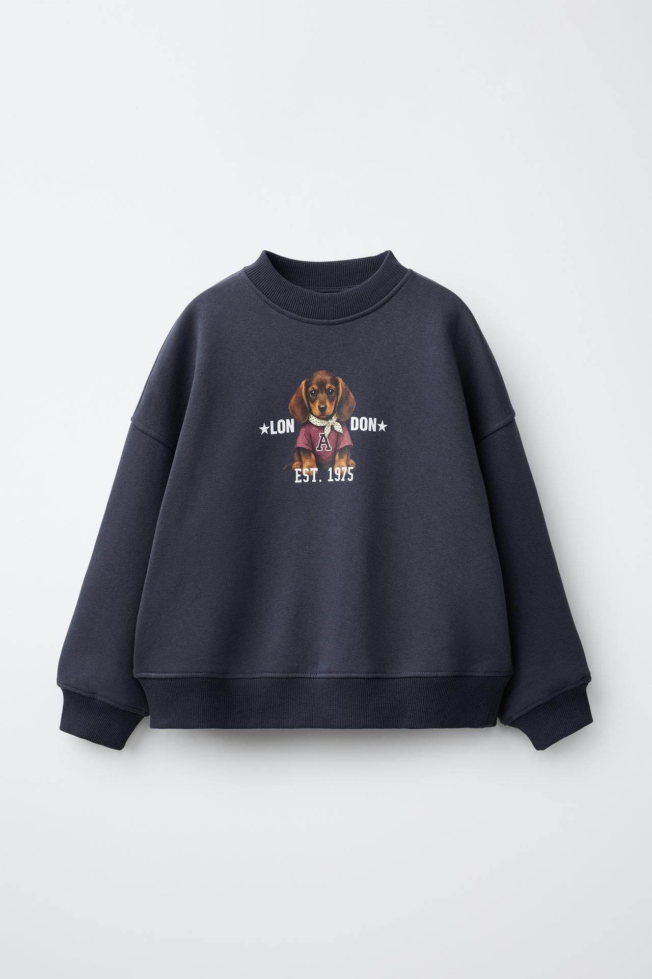 DOG PRINT SWEATSHIRT — Blue