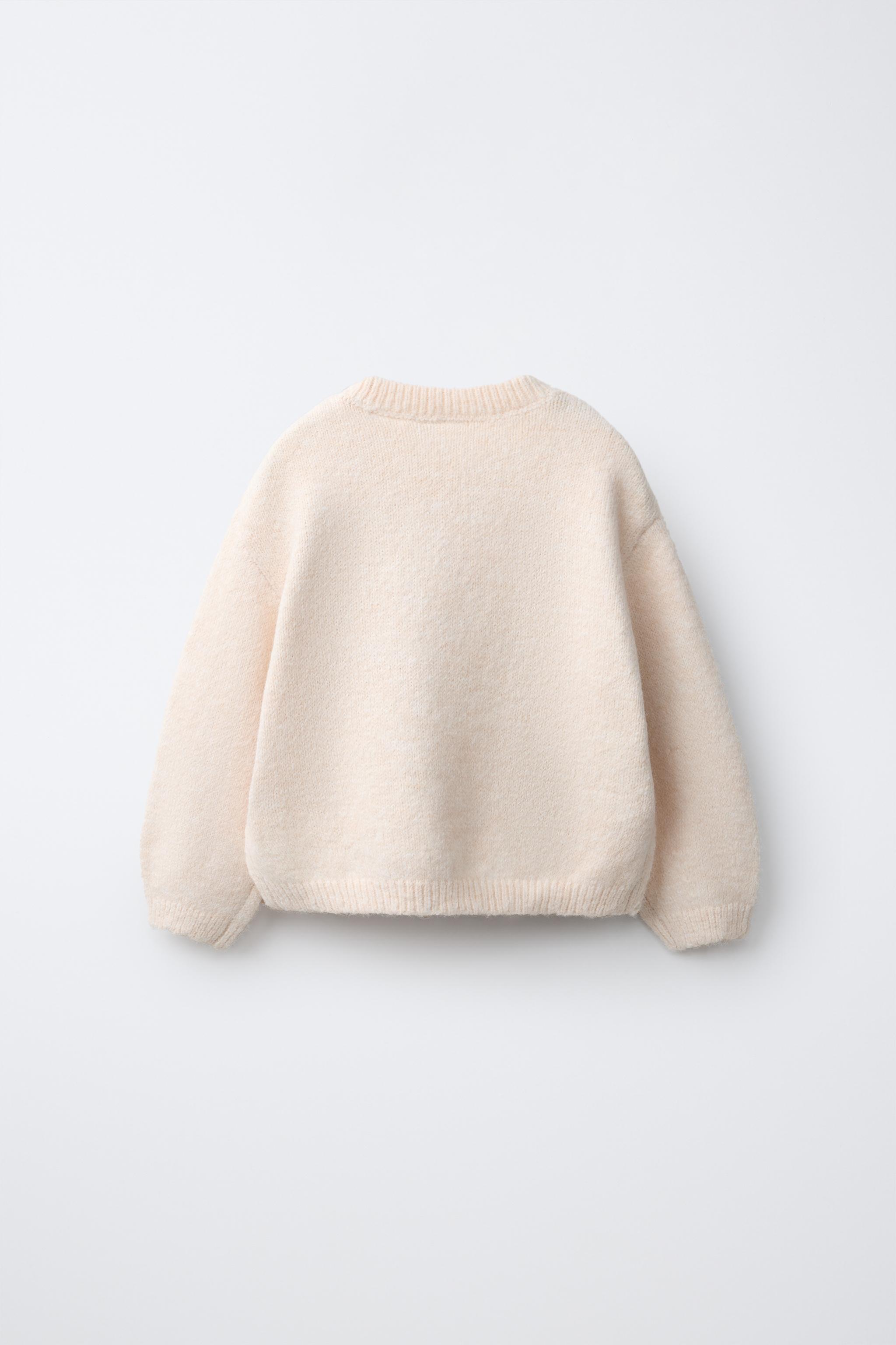 BEAR AND FLORAL KNIT JUMPER — Ecru