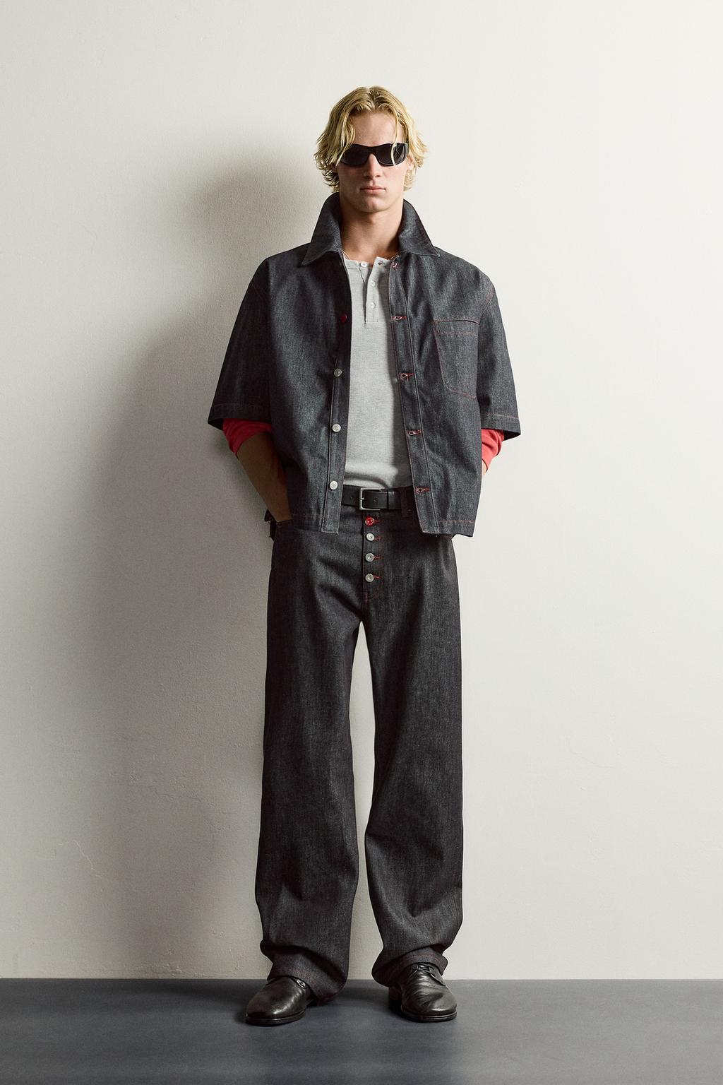 CONTRAST BUTTON DENIM OVERSHIRT