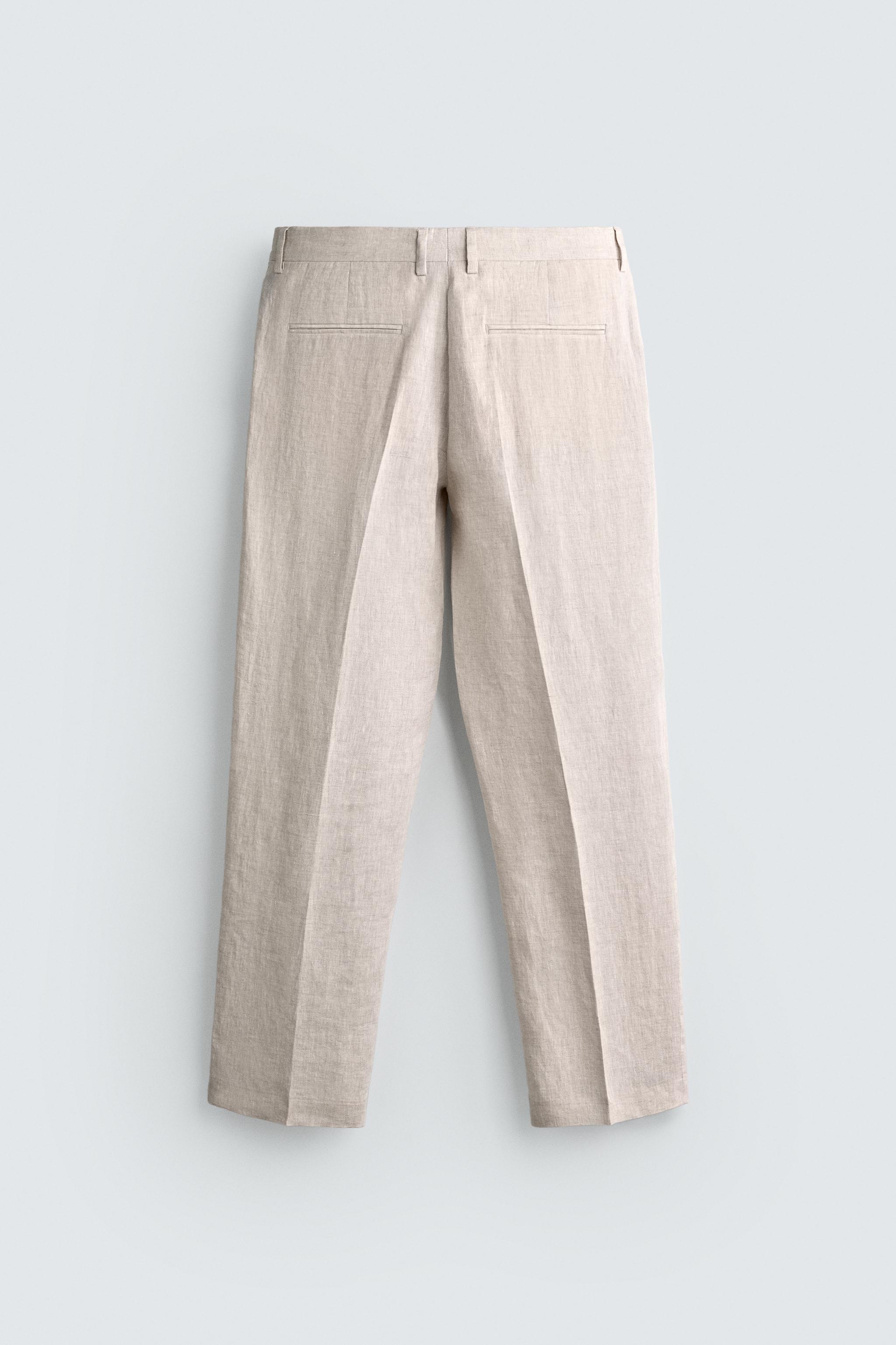 PANTALON À PLIS COSTUME 100% LIN