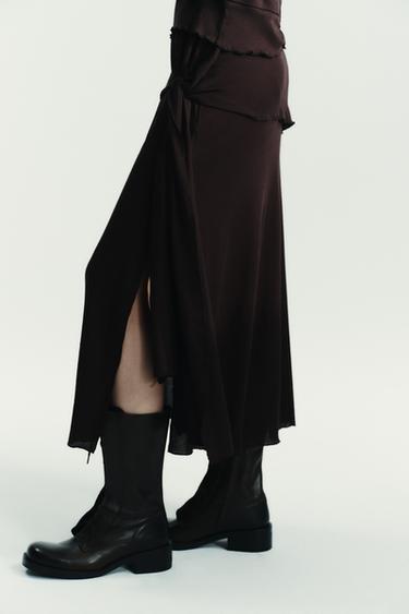 JUPE MIDI SOFT - Marron chocolat de Zara - Image 3