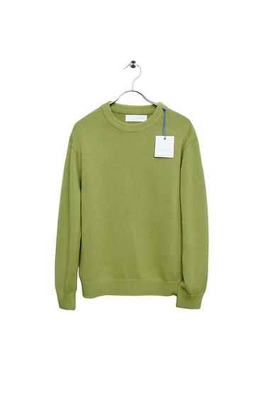 STORIESZ - PLETEN PULOVER IZ BOMBAŽA IN LANU - Zelena od Zare