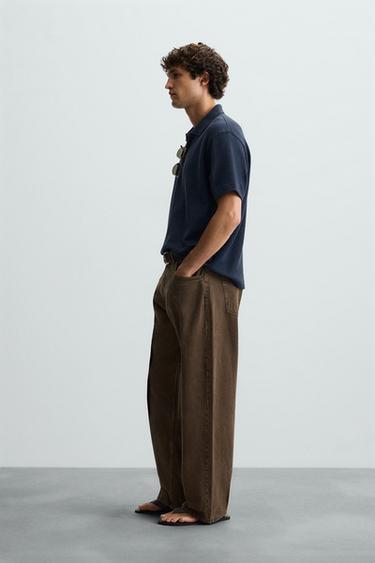 VERTICAL TEXTURE POLO SHIRT - Navy blue by Zara - Image 3