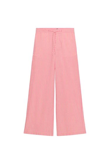 WIDE-LEG STRIPED TROUSERS - Pink by Zara