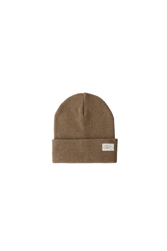 RIBBED KNIT BEANIE WITH LABEL - camel by Zara - Image 0