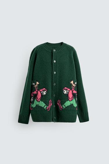ÁO CARDIGAN LEN GOOFY HARRY LAMBERT FOR ZARA X DISNEY - Màu xanh lá cây đậm từ Zara - Hình ảnh 0