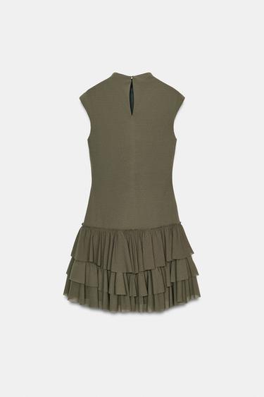 SHORT RUFFLED DRESS - Khaki by Zara - Image 6