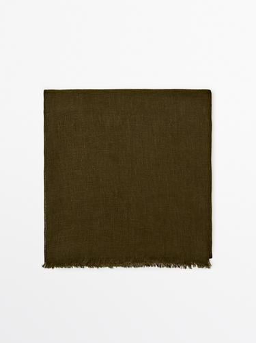 Zara Plain 100% linen scarf - Green