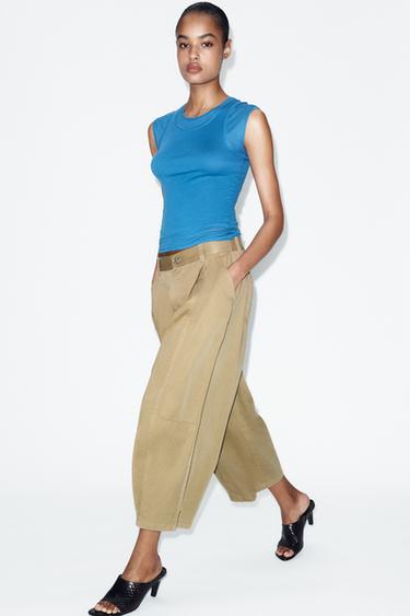PANTALÓN BALLOON PINZAS - Tostado de Zara