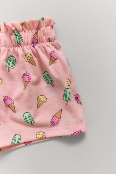 Zara 2-6 YEARS/ ICE CREAM T-SHIRT AND BERMUDA PAJAMAS - Pink