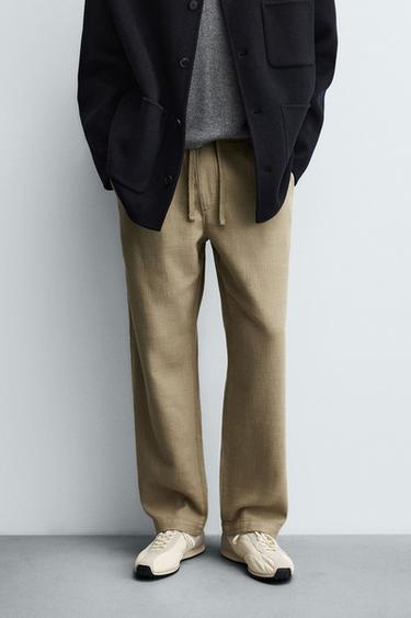 TEXTURED RELAXED FIT TROUSERS - camel by Zara