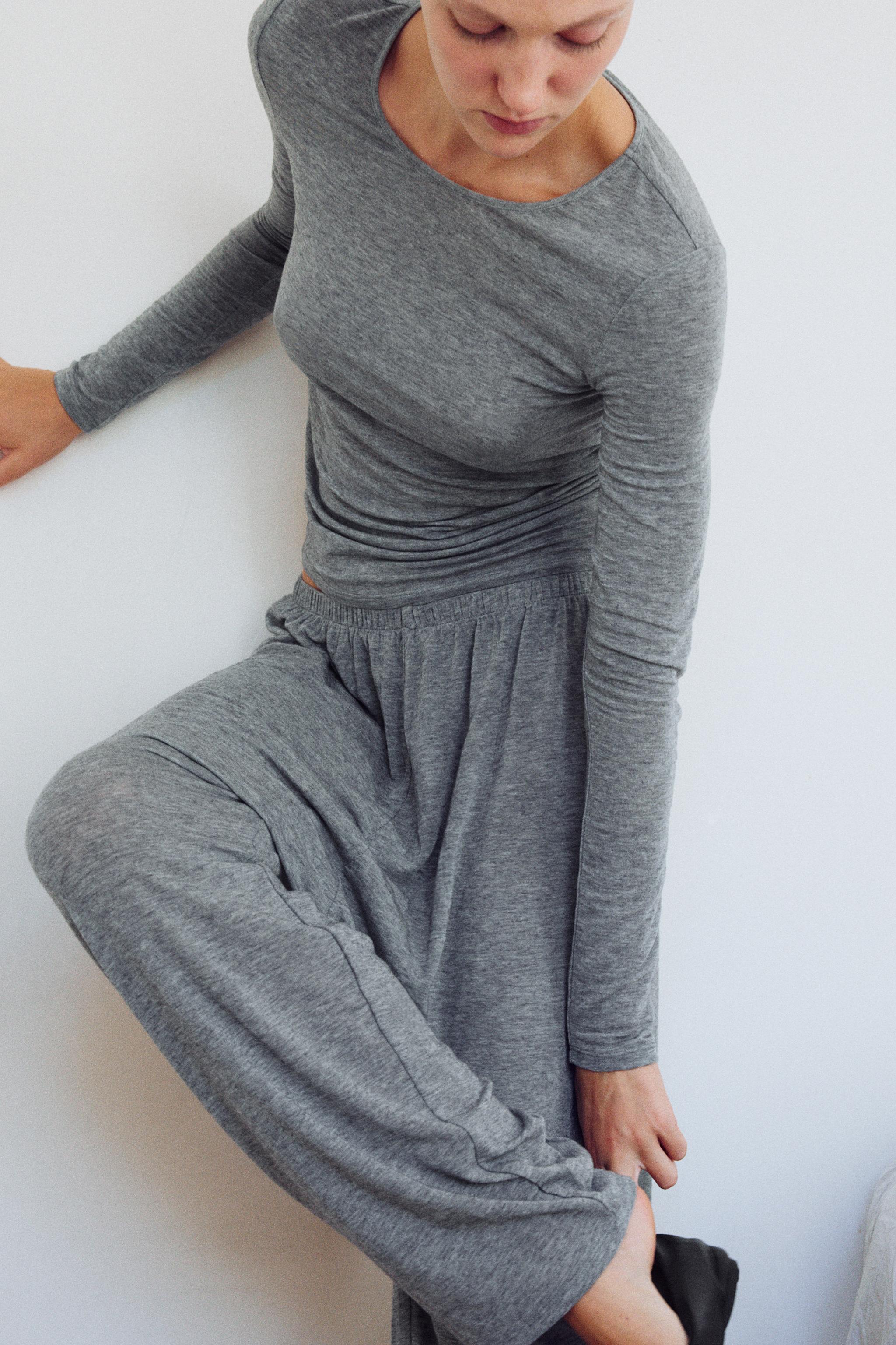 Zara YÜNLÜ ÖRME DÜZ T-SHIRT görsel 6
