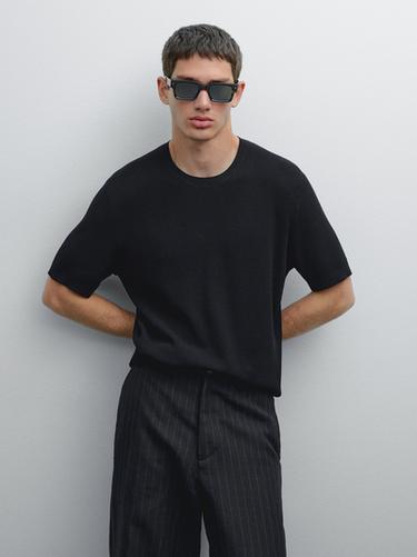 Camiseta manga corta punto estructura - Marino de Zara