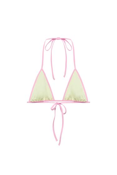 HAUT DE BIKINI TRIANGULAIRE CONTRASTÉ - Jaune de Zara
