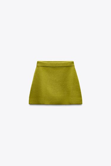 PLAIN KNIT MINI SKIRT - Light green by Zara - Image 3