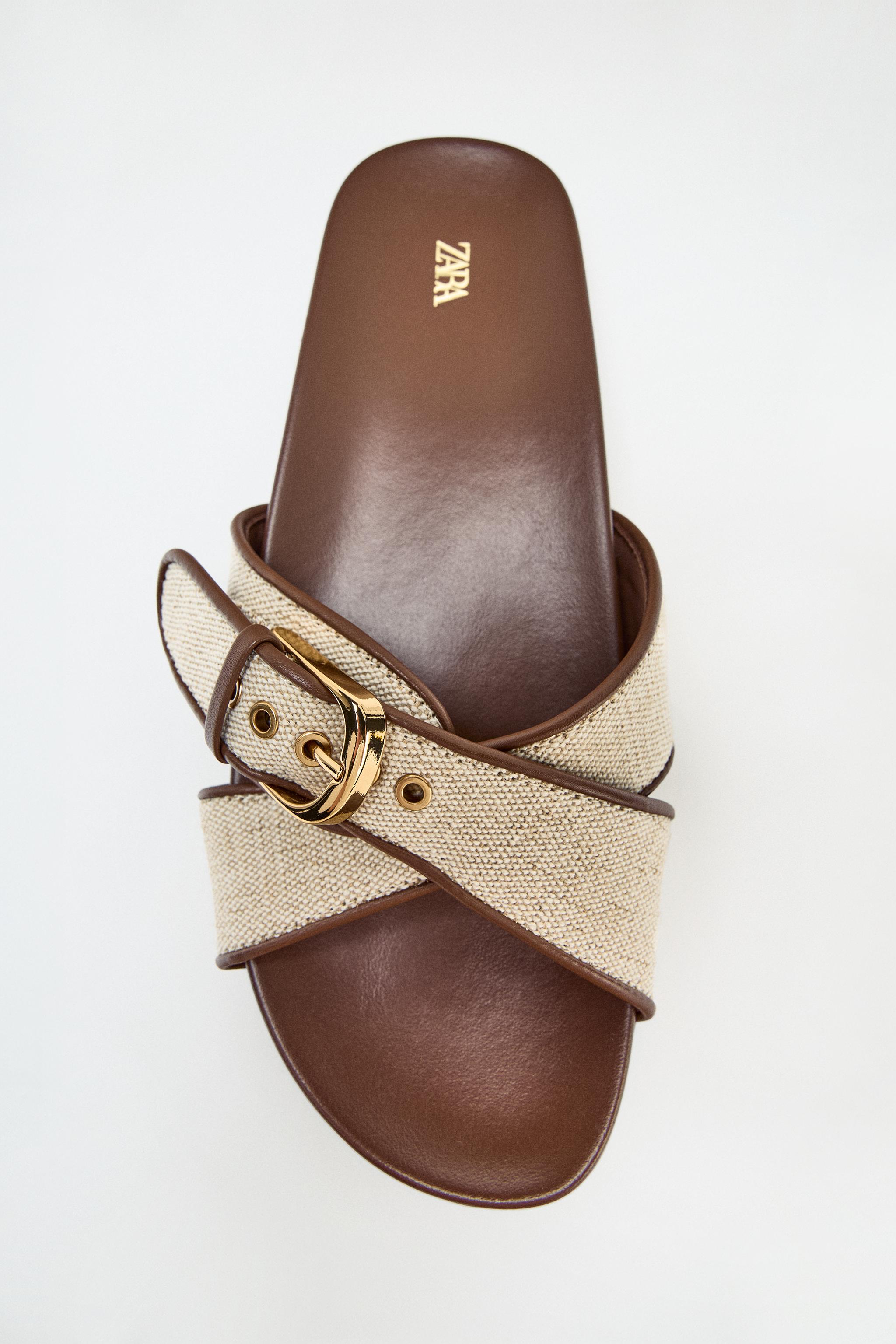 BUCKLE SANDALS — Light beige