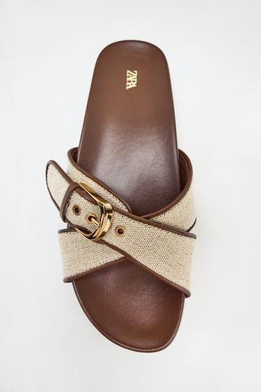 BUCKLE SANDALS - Light beige by Zara