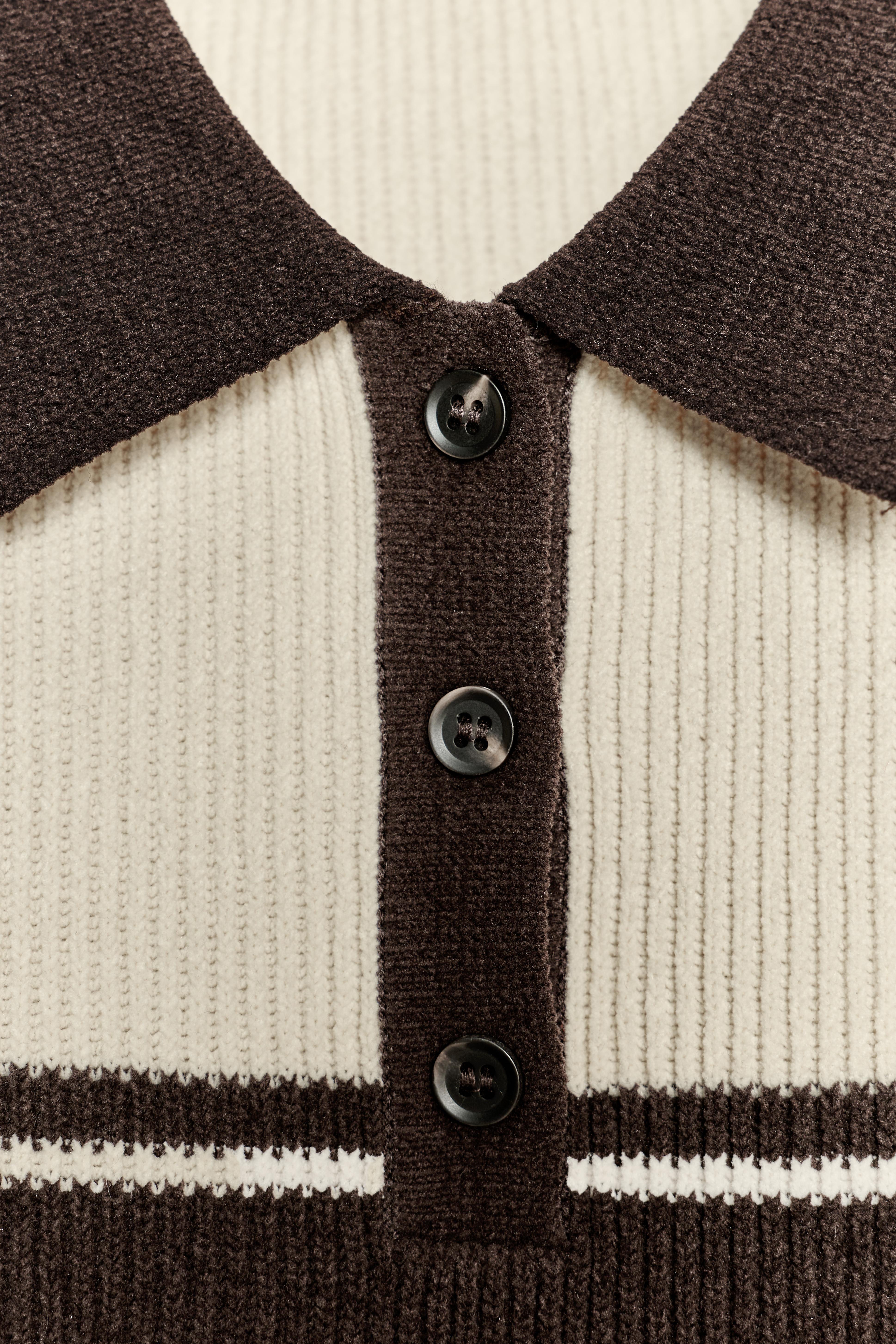 TOP POLO EN MAILLE CÔTELÉE