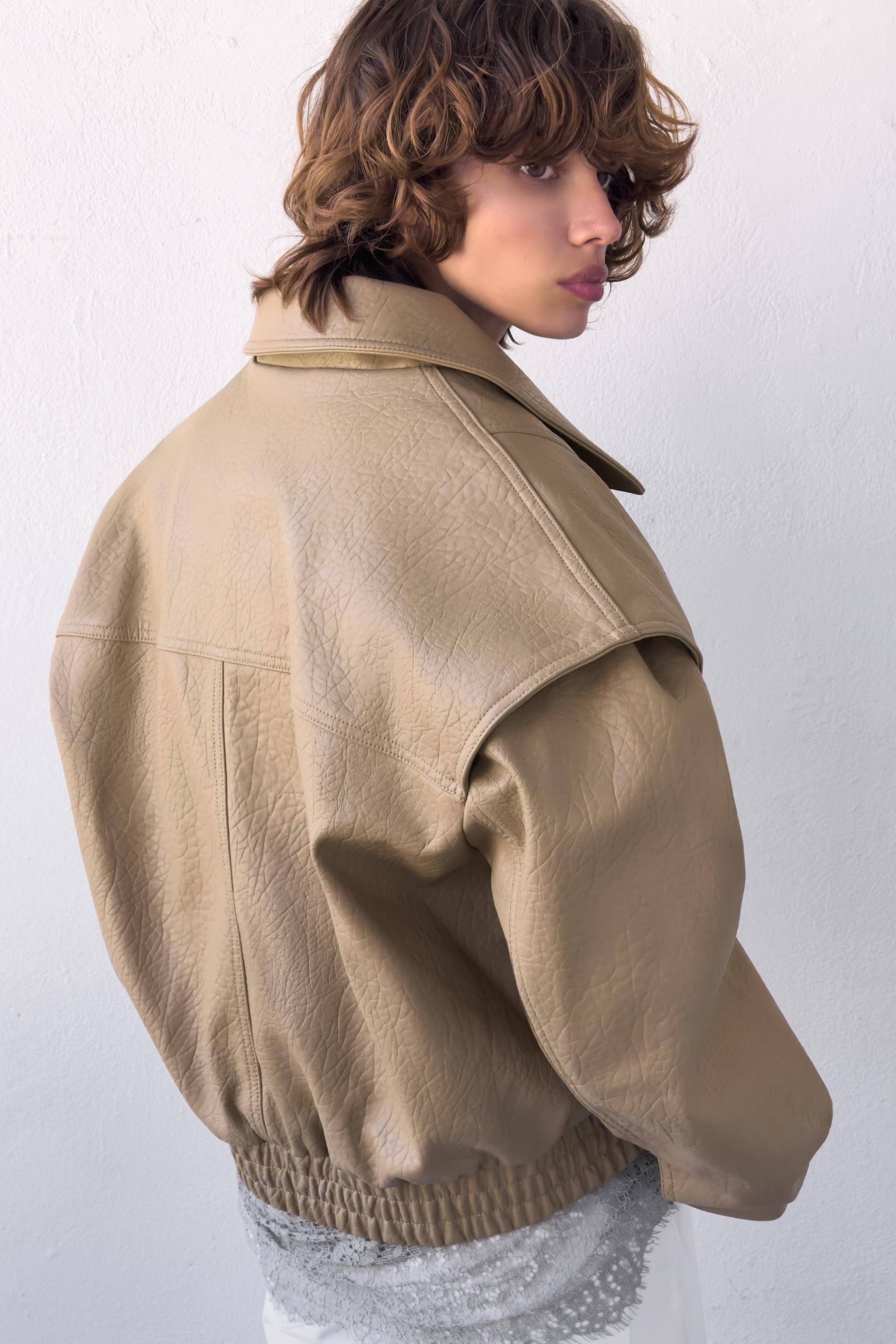 FAUX LEATHER BOMBER JACKET