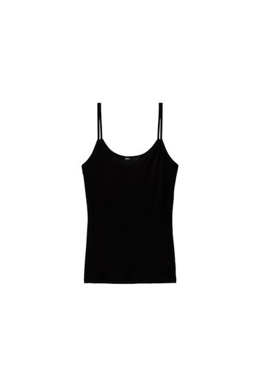 T-SHIRT EN POLYAMIDE À BRETELLES FINES - Noir de Zara - Image 8