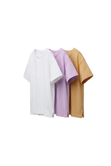 PAKKE MED 3 ENSFARVEDE T-SHIRTS - violet fra Zara