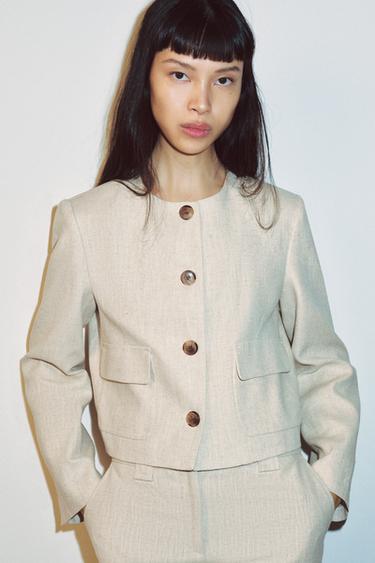 BLAZER EN TISSU RUSTIQUE - Beige clair de Zara - Image 1