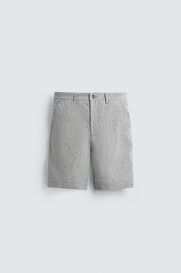 BERMUDA 100% LINO - Gris de Zara