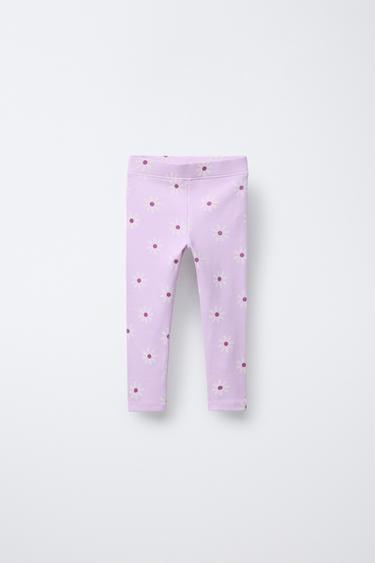 Zara RIBBED PRINTED LEGGINGS - Mauve