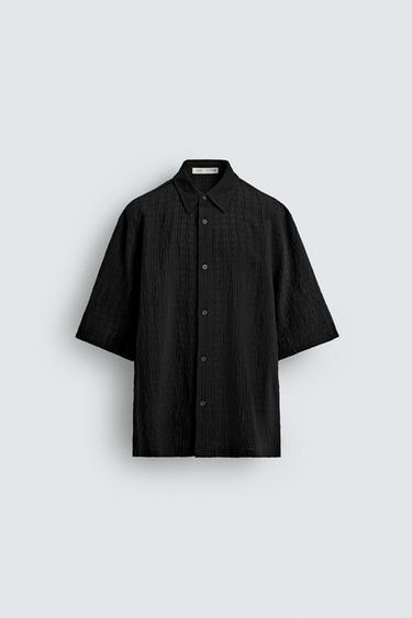 RELAXED FIT CHECK JACQUARD SHIRT - Black by Zara