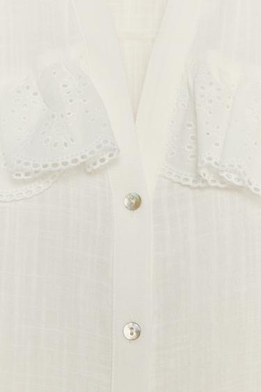 BLUSE KURZARM VOLANT - Weiß von Zara