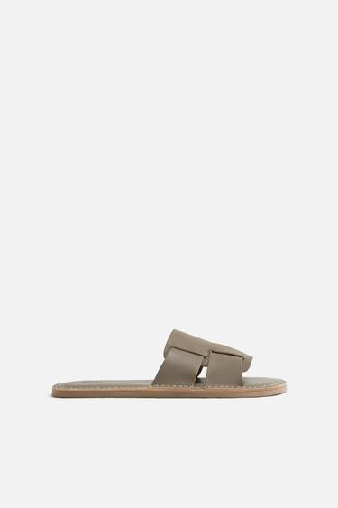 LEATHER SANDALS - Taupe Grey by Zara