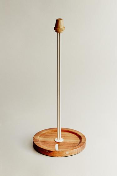 SUPORTE PARA PAPEL TOALHA DE FERRO E MADEIRA - Creme da Zara