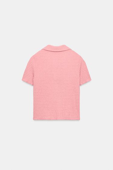 VESTE COURTE TEXTURÉE - Rose pâle de Zara - Image 6